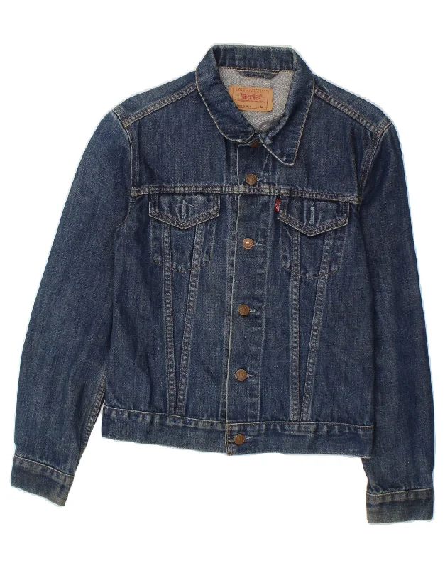 men's padded jackets -LEVI'S Girls Denim Jacket 8-9 Years Medium Navy Blue Cotton