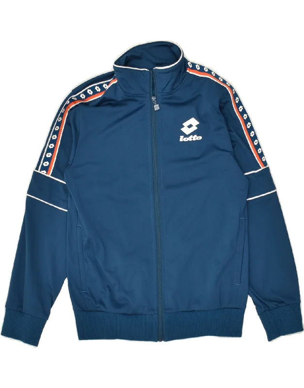 men's military jackets -LOTTO Boys Graphic Tracksuit Top Jacket 9-10 Years Small Blue Polyester