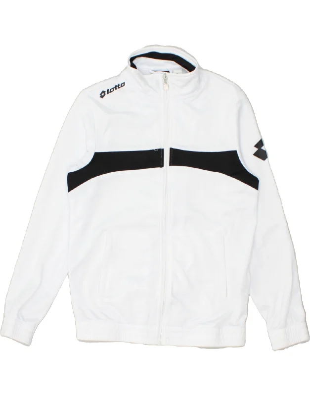 men's classic jackets -LOTTO Boys Tracksuit Top Jacket 11-12 Years Medium White Colourblock