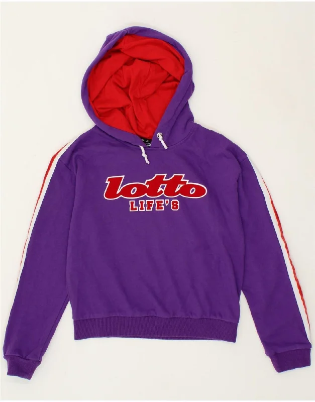 men's hoodie for casual wear -LOTTO Girls Graphic Hoodie Jumper 11-12 Years Purple Cotton