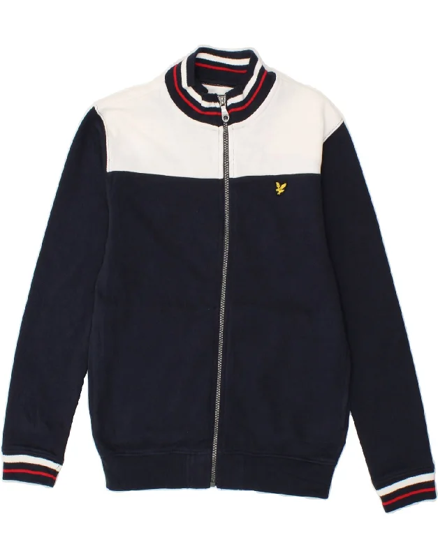 men's trench coats -LYLE & SCOTT Boys Tracksuit Top Jacket 10-11 Years Navy Blue Colourblock