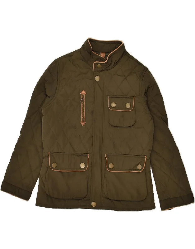 men's casual blazers -MASSIMO DUTTI Boys Quilted Jacket 9-10 Years Khaki Polyester