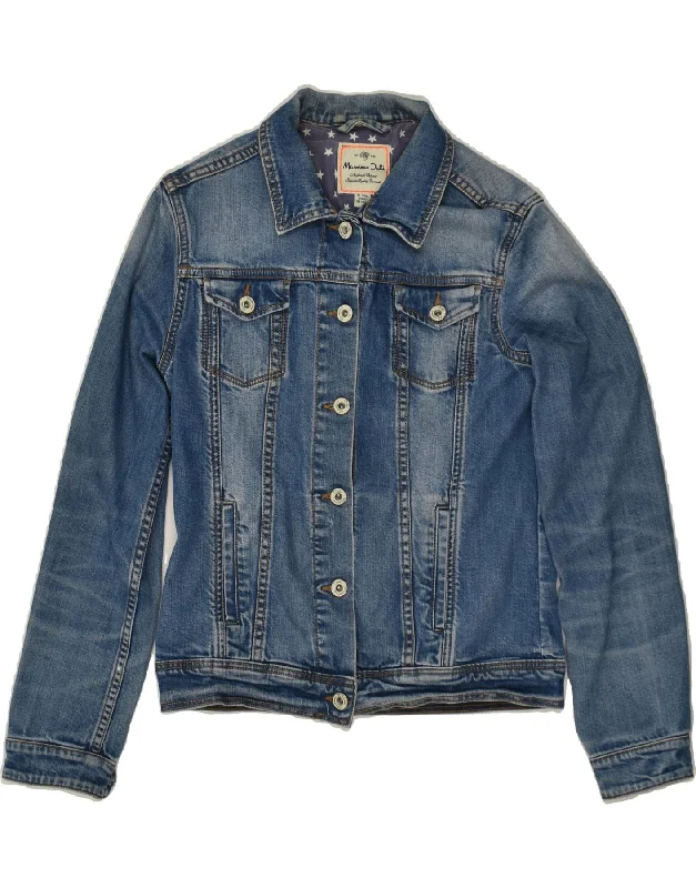 men's padded jackets -MASSIMO DUTTI Girls Denim Jacket 13-14 Years Blue Cotton