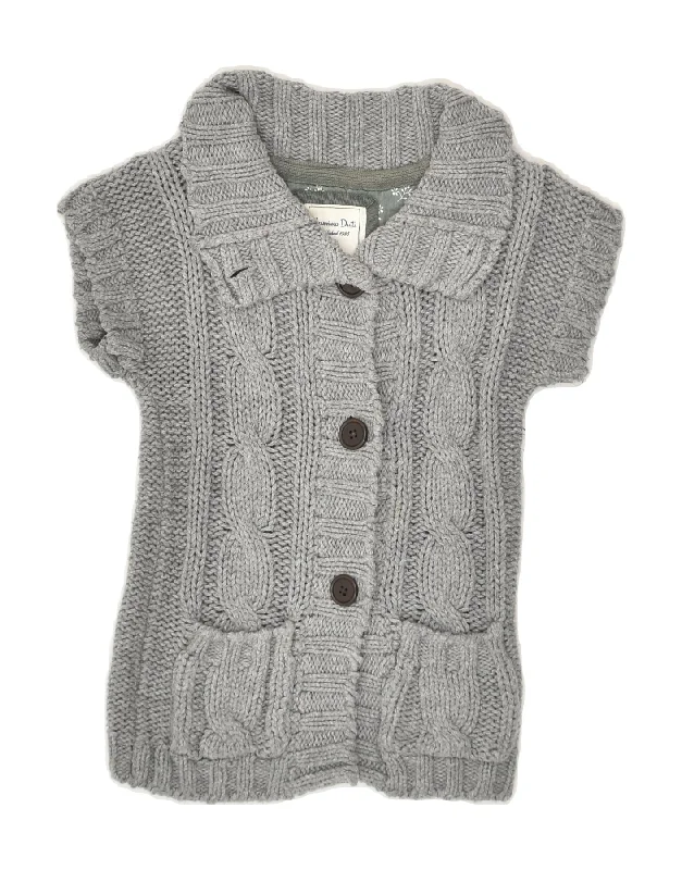 men's breathable sweaters -MASSIMO DUTTI Girls Short Sleeve Cardigan Sweater 3-4 Years Grey Cotton