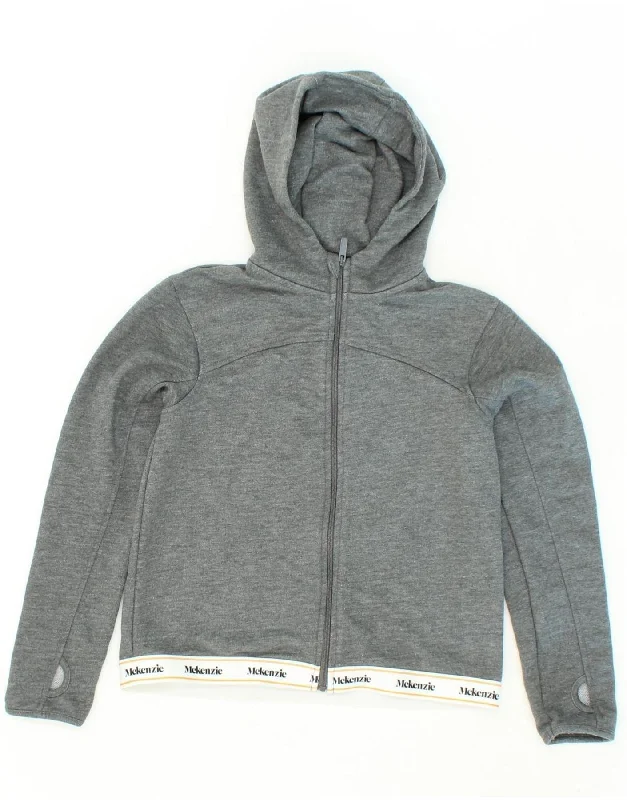 men's wool sweaters -MCKENZIE Girls Graphic Zip Hoodie Sweater 13-14 Years Grey