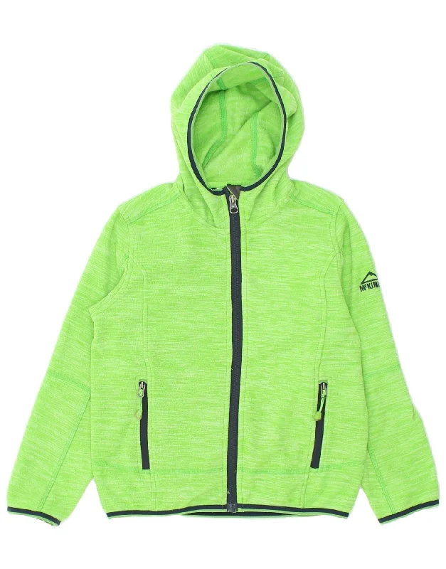 men's formal jackets -MCKINLEY Boys Hooded Fleece Jacket 7-8 Years Green Pinstripe Polyester