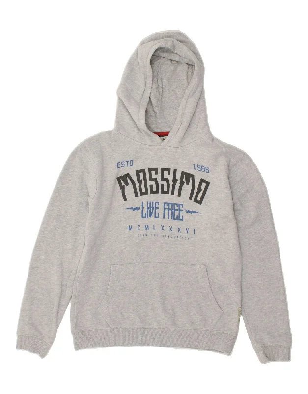 men's fleece-lined hoodies -MOSSIMO Boys Graphic Hoodie Jumper 9-10 Years Grey Cotton