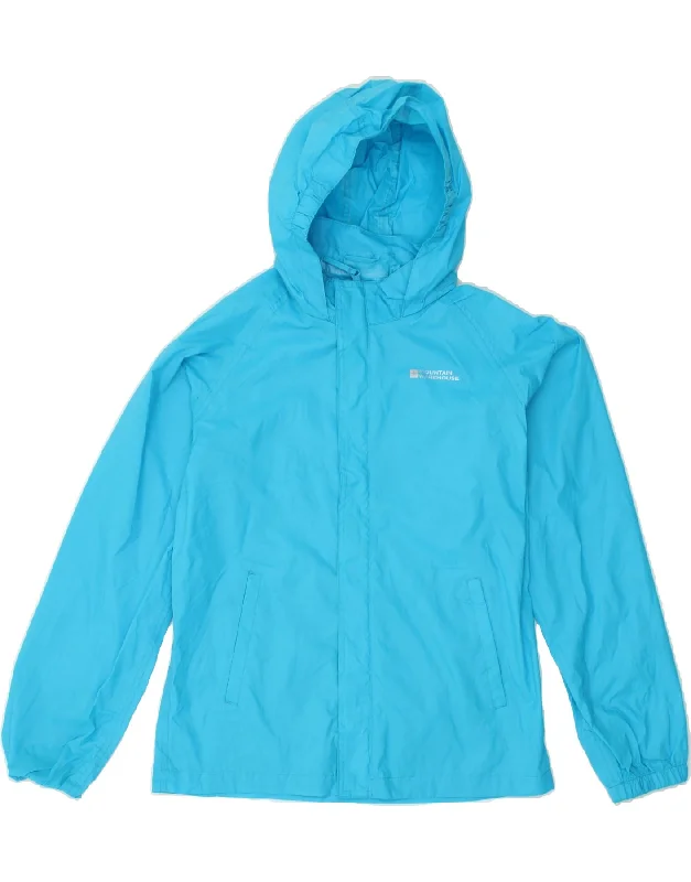 men's waterproof puffer jackets -MOUNTAIN WAREHOUSE Boys Hooded Rain Jacket 12-13 Years Blue Nylon