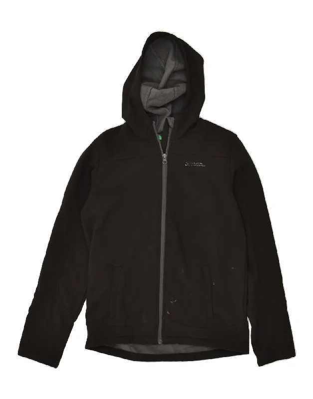 men's zip-up jackets -MOUNTAIN WAREHOUSE Boys Hooded Windbreaker Jacket 12-13 Years Black