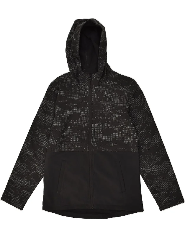 men's chunky knit sweaters -MOUNTAIN WAREHOUSE Boys Zip Hoodie Sweater 12-13 Years Black Camouflage