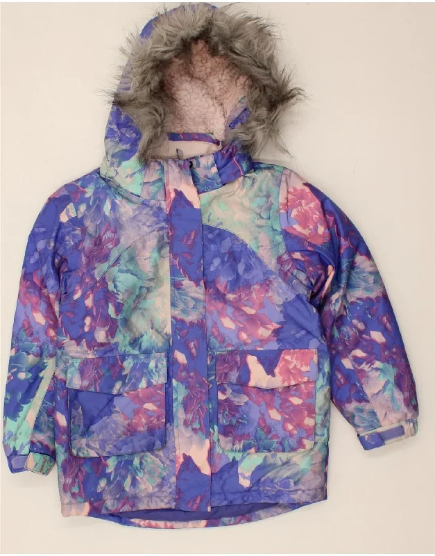 men's rugged jackets -MOUNTAIN WAREHOUSE Girls Windbreaker Jacket 7-8 Years Purple Floral