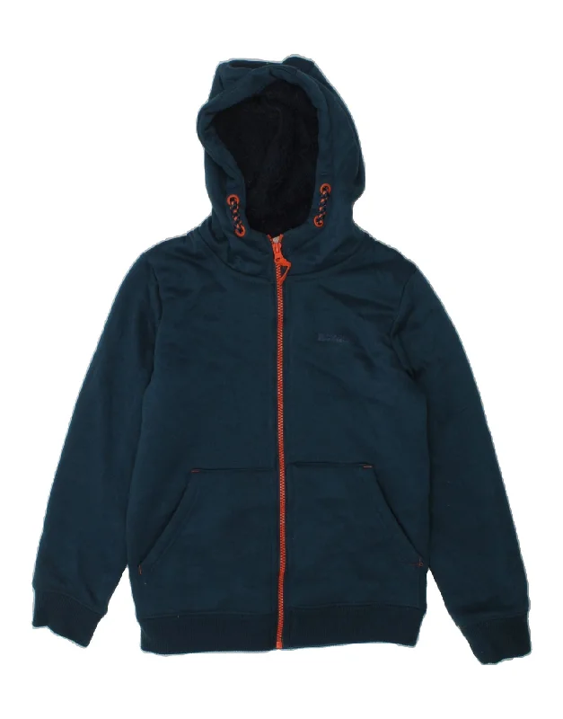 men's sweater for layering -MOUNTAIN WAREHOUSE Girls Zip Hoodie Sweater 9-10 Years Navy Blue Polyester