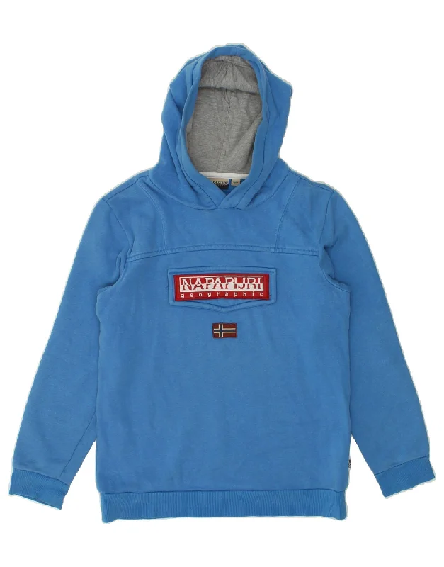 men's hoodie with pockets -NAPAPIJRI Boys Graphic Hoodie Jumper 10-11 Years Blue