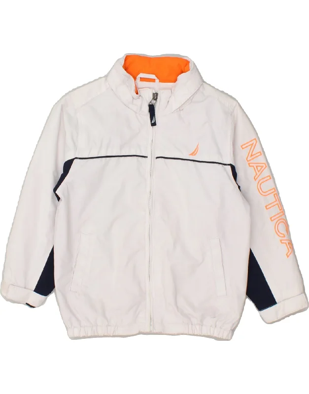 men's casual blazers -NAUTICA Boys Graphic Rain Jacket 3-4 Years White Colourblock Nylon