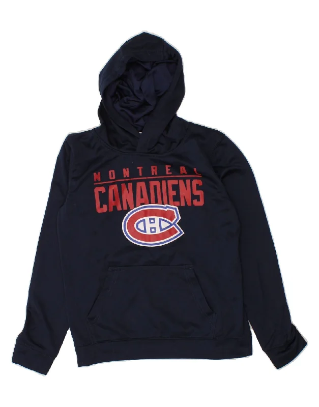 men's warm hoodies -NHL Boys Montreal Graphic Hoodie Jumper 10-11 Years Medium Navy Blue