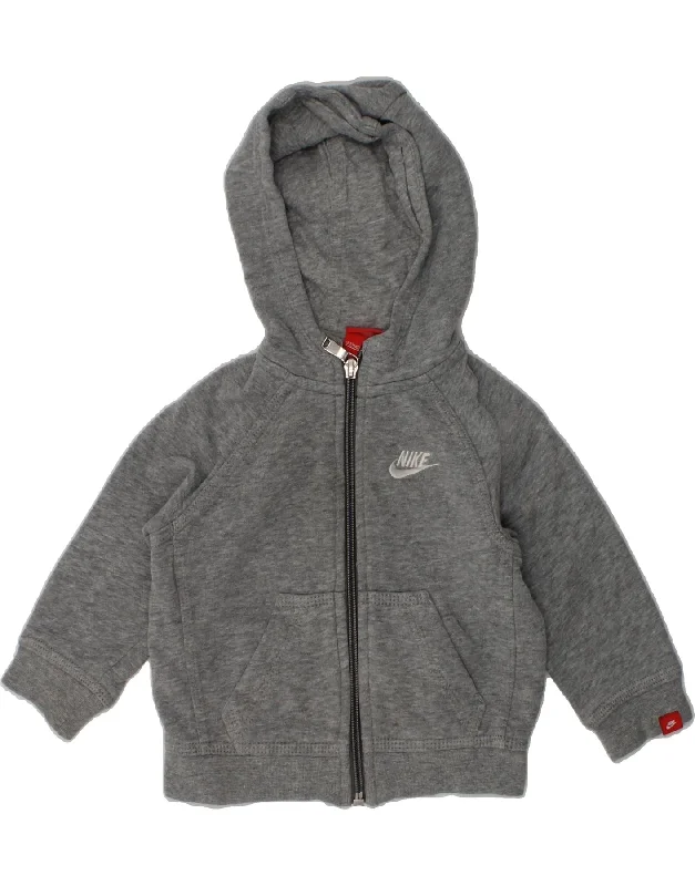 men's elegant cardigans -NIKE Baby Boys Zip Hoodie Sweater 9-12 Months Grey Cotton