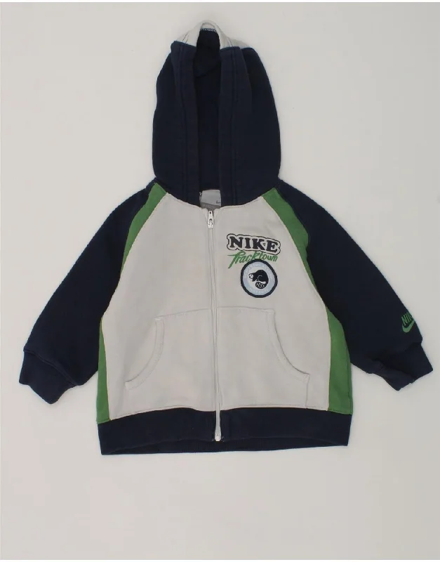 men's ribbed sweaters -NIKE Baby Boys Zip Hoodie Sweater 9-12 Months Off White Colourblock Cotton