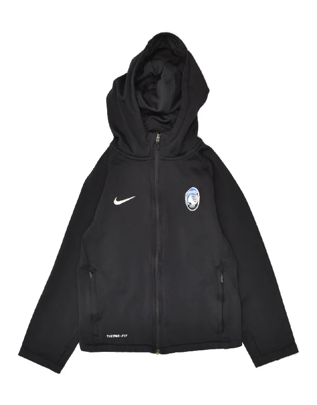 men's premium wool sweaters -NIKE Boys Atalanta 1907 Graphic Zip Hoodie Sweater 8-9 Years Small Black