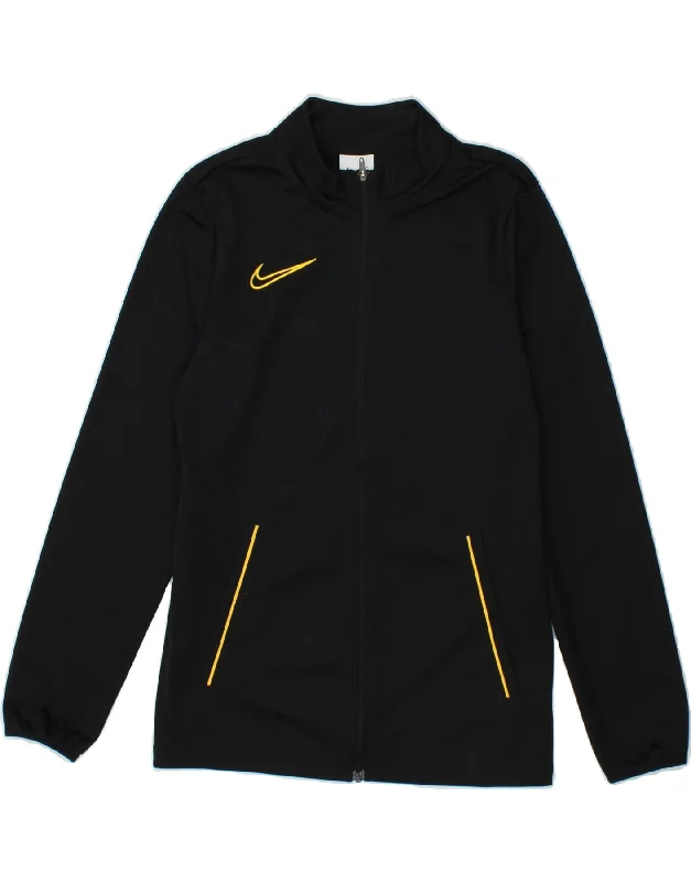 men's warm jackets for fall -NIKE Boys Dri Fit Graphic Tracksuit Top Jacket 12-13 Years Large Black