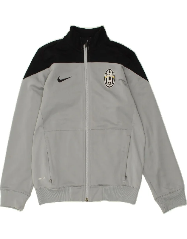 men's tailored outdoor jackets -NIKE Boys Dri Fit Graphic Tracksuit Top Jacket 8-9 Years Small Grey