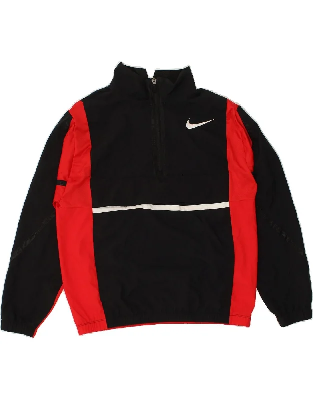 men's fashionable outer jackets -NIKE Boys Dri Fit Pullover Tracksuit Top Jacket 12-13 Years Large  Black