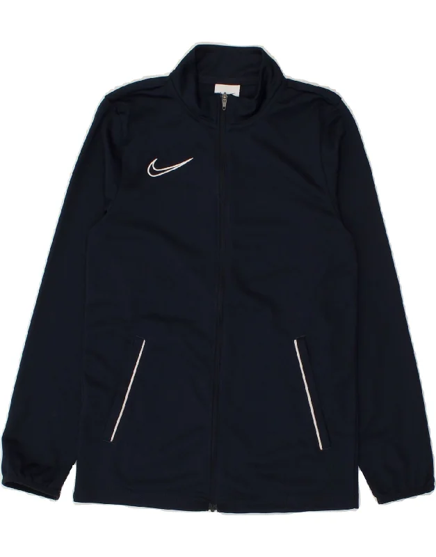 men's down-filled jackets -NIKE Boys Dri Fit Tracksuit Top Jacket 10-11 Years Medium Navy Blue