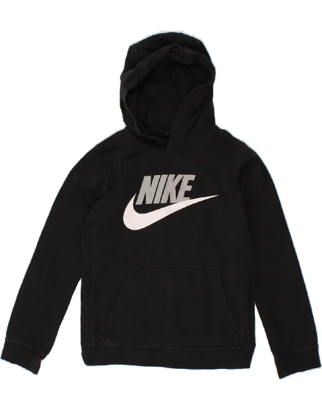 men's hoodie for fall season -NIKE Boys Graphic Hoodie Jumper 10-11 Years Medium Black Cotton