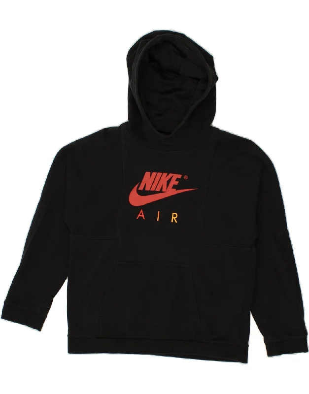 men's hoodie with zippered pockets -NIKE Boys Graphic Hoodie Jumper 13-14 Years XL Black Cotton