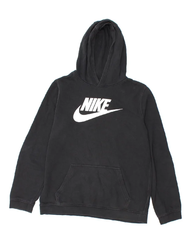 men's hoodies for winter -NIKE Boys Graphic Hoodie Jumper 13-14 Years XL Black Cotton