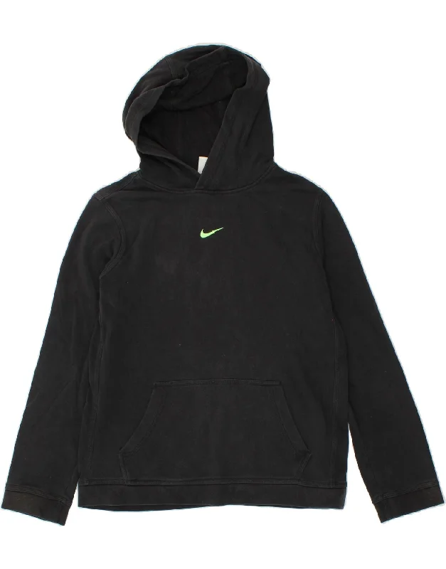 men's eco-friendly hoodies -NIKE Boys Graphic Hoodie Jumper 13-14 Years XL  Black Cotton