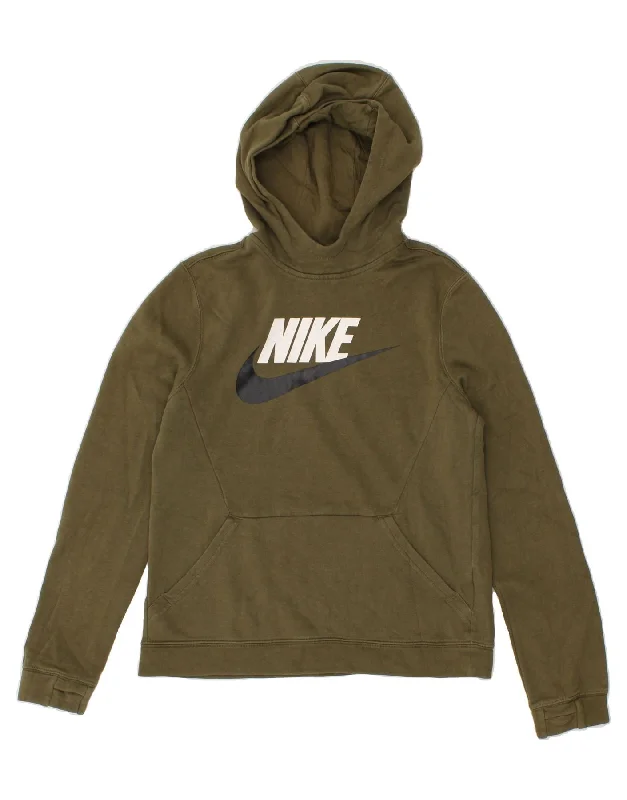 men's streetwear hoodies -NIKE Boys Graphic Hoodie Jumper 13-14 Years XL Green Cotton