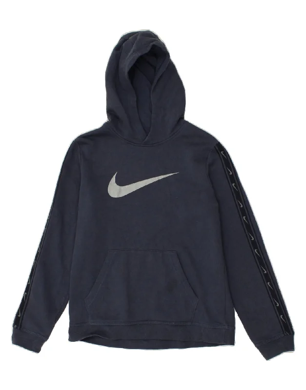 men's hoodies for winter -NIKE Boys Graphic Hoodie Jumper 13-14 Years XL Navy Blue Cotton