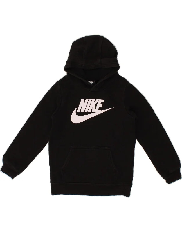 men's graphic hoodies for streetwear -NIKE Boys Graphic Hoodie Jumper 6-7 Years Large  Black Cotton