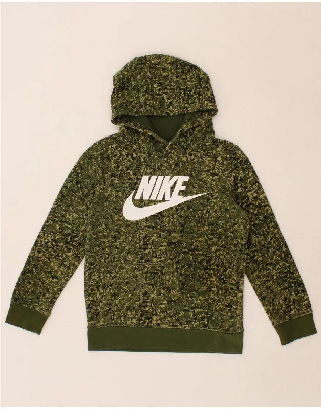 men's hoodie for school wear -NIKE Boys Graphic Hoodie Jumper 6-7 Years Large Green Cotton