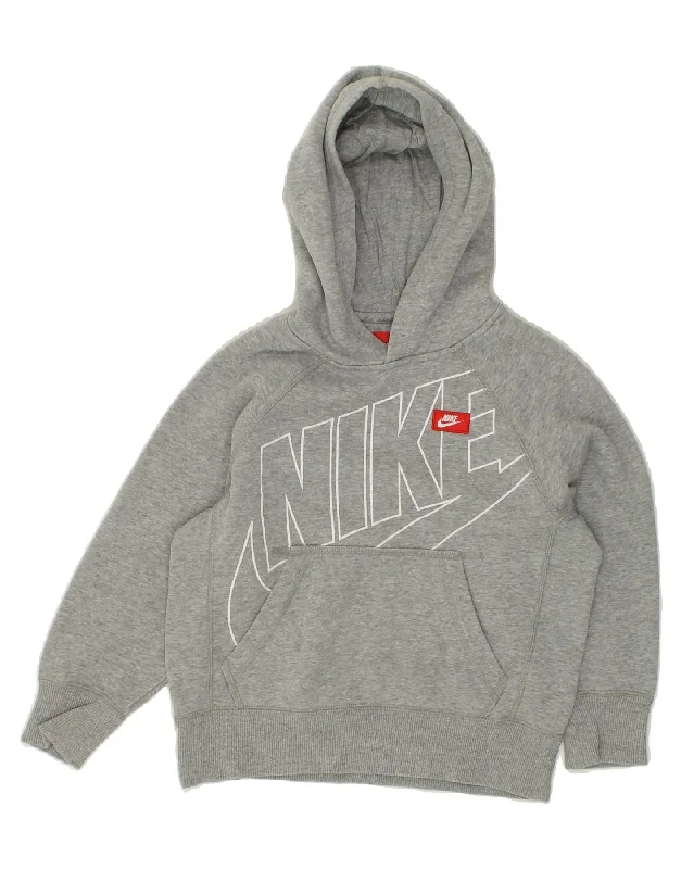 men's hoodie for winter sports -NIKE Boys Graphic Hoodie Jumper 6-7 Years XS Grey Cotton