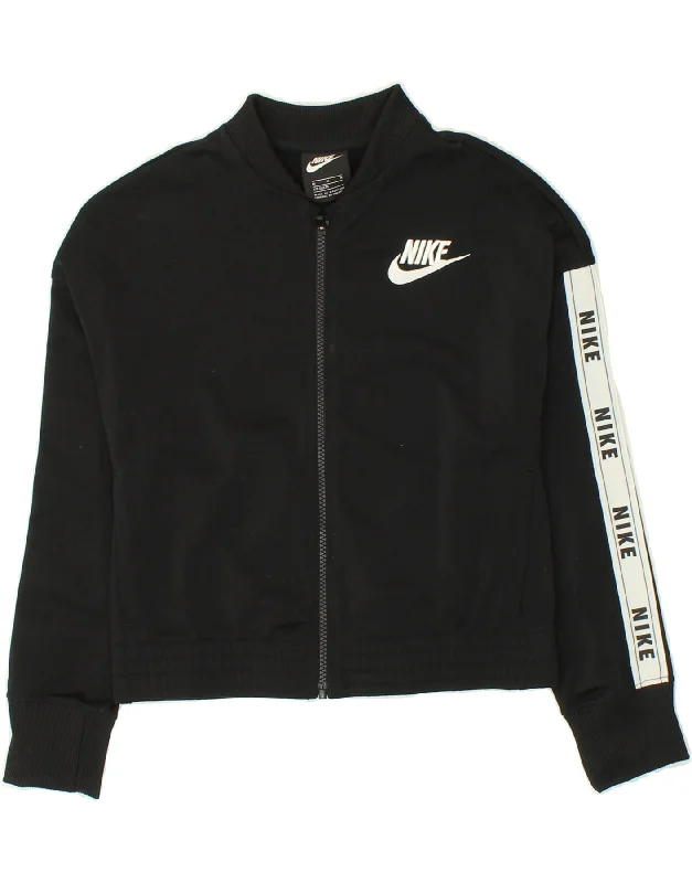 men's sports jackets -NIKE Boys Graphic Tracksuit Top Jacket 10-11 Years Medium Black