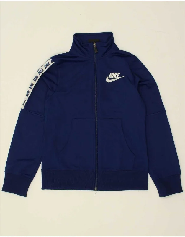 men's casual quilted jackets -NIKE Boys Graphic Tracksuit Top Jacket 10-11 Years Medium Navy Blue