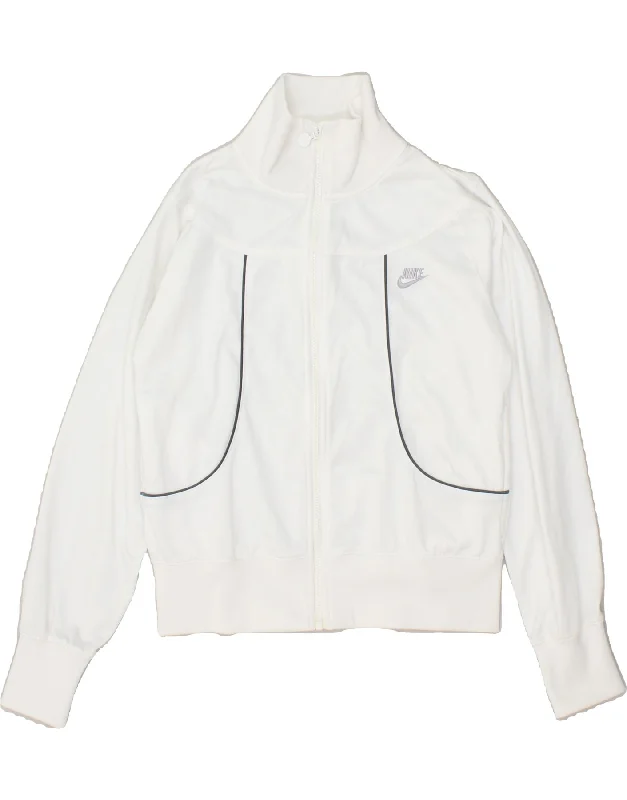 men's fleece jackets -NIKE Boys Graphic Tracksuit Top Jacket 12-13 Years Large White Polyester