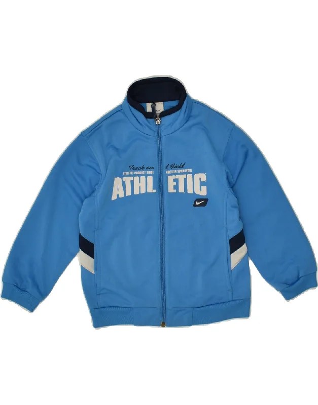 men's sporty jackets -NIKE Boys Graphic Tracksuit Top Jacket 4-5 Years Small Blue