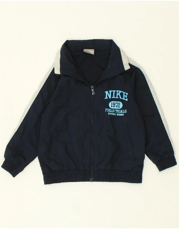 men's parkas -NIKE Boys Graphic Tracksuit Top Jacket 4-5 Years Small Navy Blue