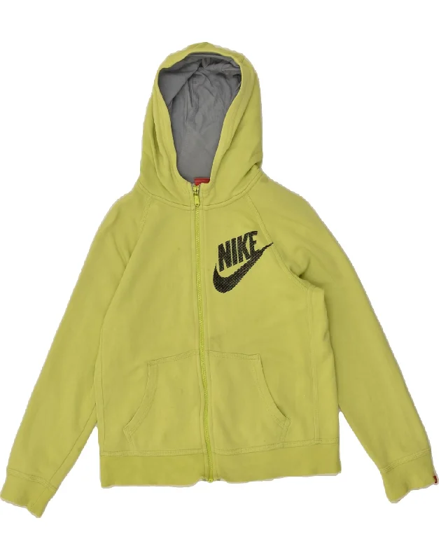 men's premium knit sweaters -NIKE Boys Graphic Zip Hoodie Sweater 10-11 Years Medium  Green Cotton