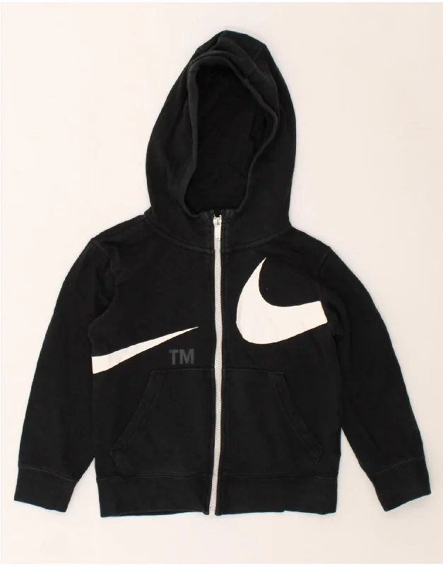 men's cashmere pullovers -NIKE Boys Graphic Zip Hoodie Sweater 7-8 Years XS Black