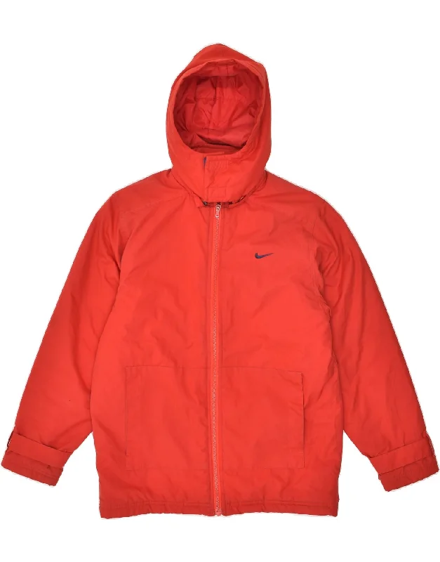 men's long sleeve jackets -NIKE Boys Hooded Windbreaker Jacket 14-15 Years Large Red