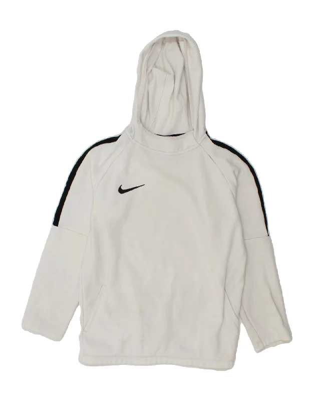 men's comfortable sweatshirts -NIKE Boys Hoodie Jumper 10-11 Years Medium  White Polyester