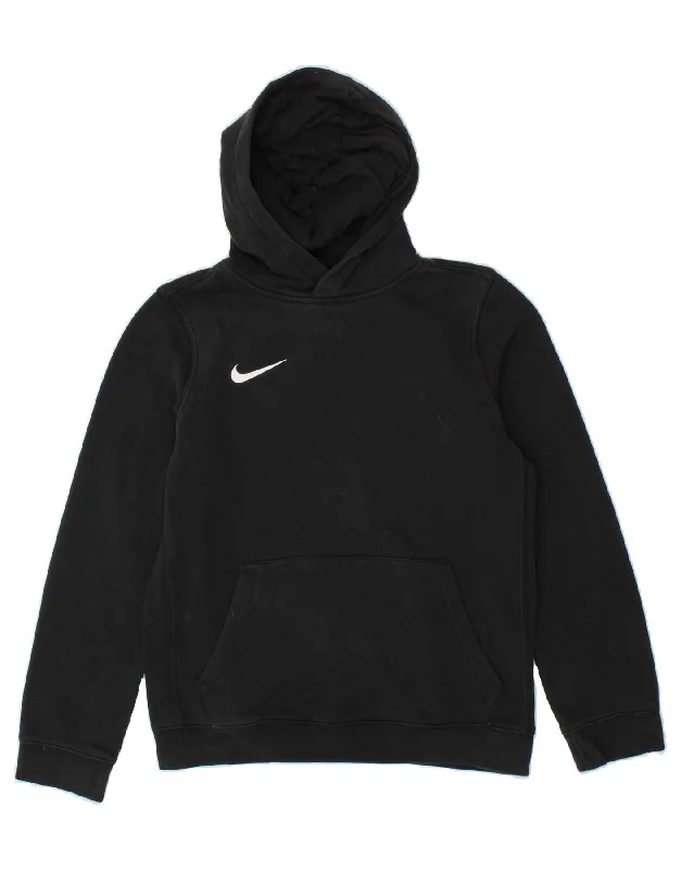 men's hoodie with stylish patterns -NIKE Boys Hoodie Jumper 12-13 Years Large  Black Cotton