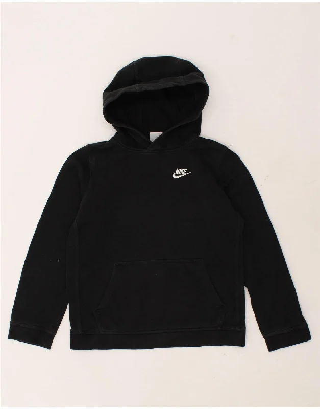 men's workout sweatshirts -NIKE Boys Hoodie Jumper 12-13 Years Large Black Cotton