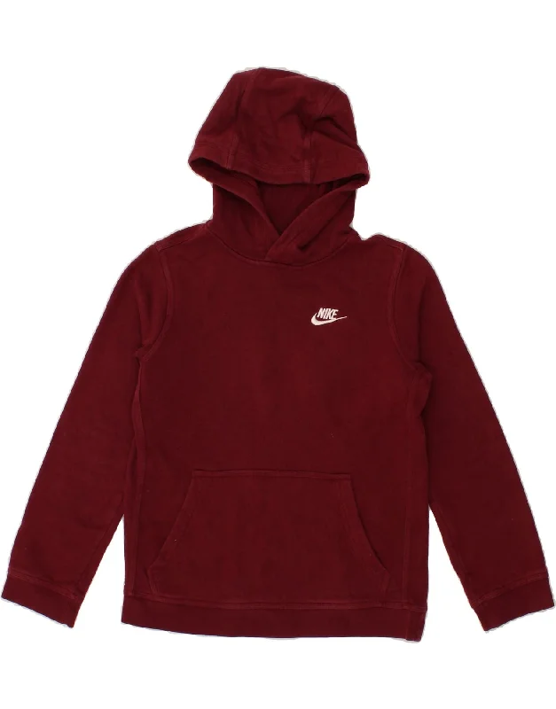 men's trendy hoodies -NIKE Boys Hoodie Jumper 12-13 Years Large Burgundy Cotton