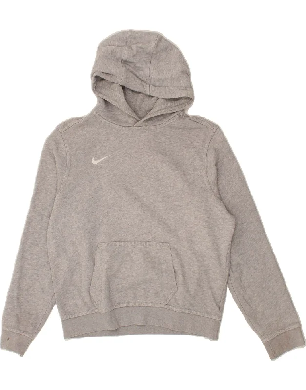 men's hoodie with zippered pockets -NIKE Boys Hoodie Jumper 12-13 Years Large Grey Cotton