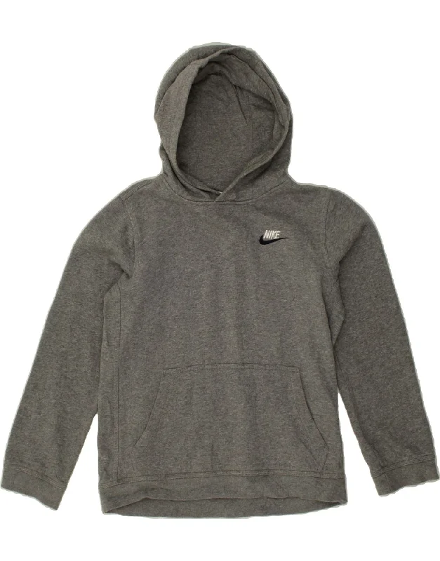 men's hoodie with unique design -NIKE Boys Hoodie Jumper 12-13 Years Large Grey Cotton