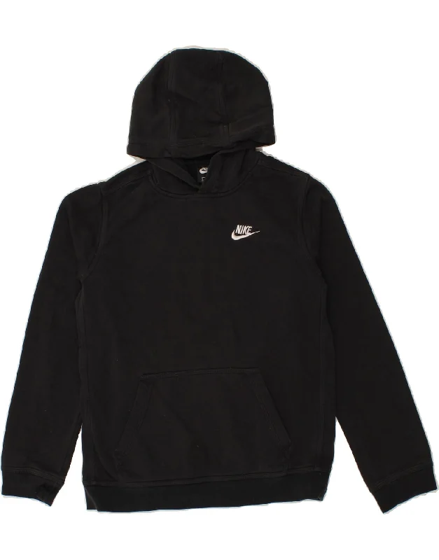 men's lightweight cotton hoodie -NIKE Boys Hoodie Jumper 13-14 Years XL Black Cotton